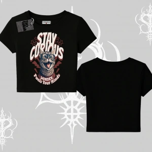 Stay Curious Kedi Baskılı Babby Tee Tshirt