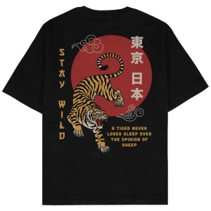 Stay Wild Siyah Oversize Unisex T-shirt