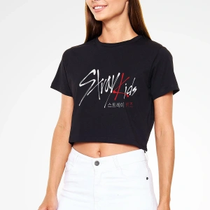 Stray Kids K-pop Siyah Crop Top Tişört