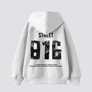 Street 816 Baskılı Oversize Unisex Premium Beyaz