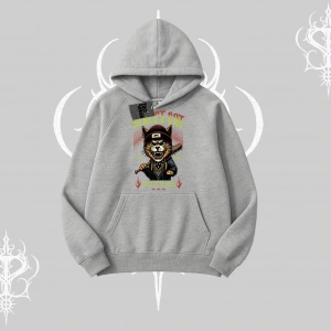 Street Cat Kedi Baskılı Kapşonlu Sweatshirt