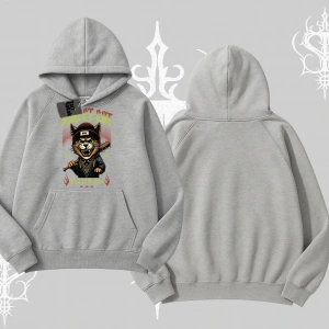 Street Cat Kedi Baskılı Kapşonlu Sweatshirt