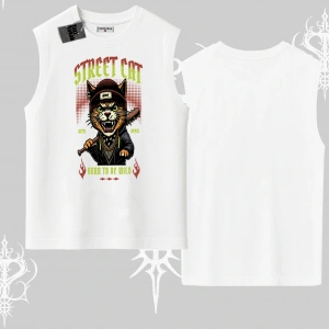 Street Cat Kedi Baskılı Kolsuz Tshirt