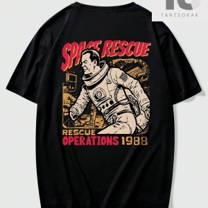 Street Life Erkek Astronot Yazılı Baskılı T-Shirt