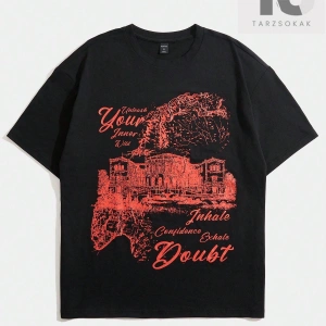 Street Life Erkek Kafatası ve Yazı Baskı Kısa Kollu Tişört