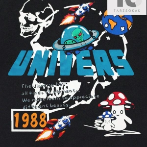 Street Life Erkek Mektup Kafatası ve Mantar Grafikli Tişört