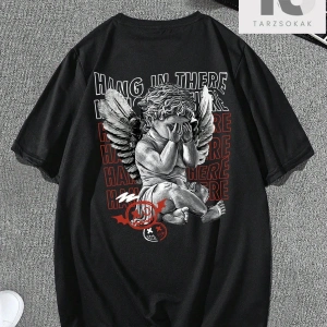 Street Life Erkek Mektup ve Ağaç Baskı Yuvarlak Yaka Tişört