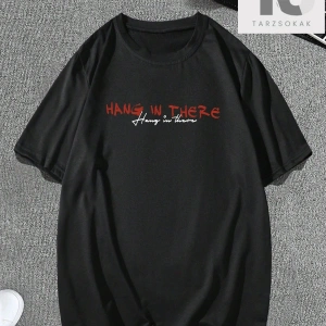 Street Life Erkek Mektup ve Ağaç Baskı Yuvarlak Yaka Tişört