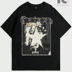 Street Life Erkek Mektup ve Yıldız Grafikli Tişört