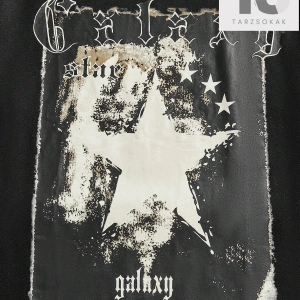 Street Life Erkek Mektup ve Yıldız Grafikli Tişört