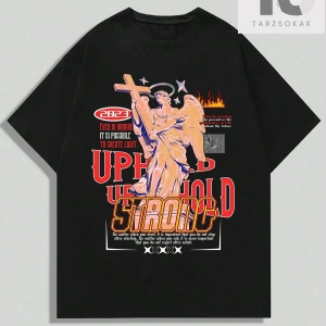 Street Life Erkek Melek & Harf Baskılı Kısa Kollu T-shirt