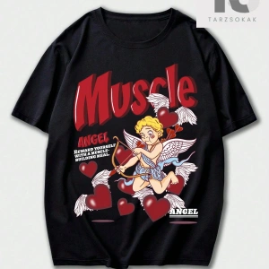 Street Life Erkek Melek & Slogan Grafikli Tişört