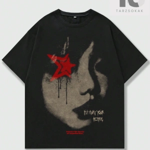 Street Life Erkek Portre Baskılı Kısa Kollu Tişört, e Yaz Aylarında Günlük Gi