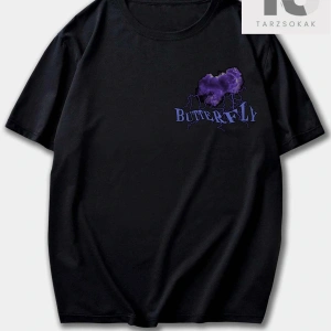 Street Life Erkek Sloganlı ve Kelebek Baskılı Tişört