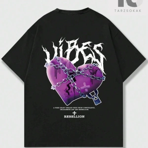 Street Life Erkek Yuvarlak Yaka Kısa Kollu Yazılı ve Kalpli Tişört