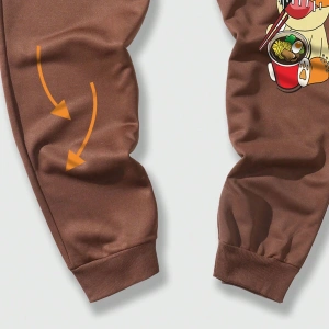 Street Life Guys Cartoon & Letter Graphic Drawstring Waist Eşofman Altı