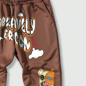 Street Life Guys Cartoon & Letter Graphic Drawstring Waist Eşofman Altı