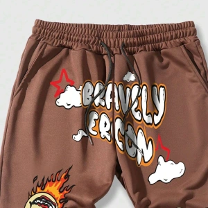 Street Life Guys Cartoon & Letter Graphic Drawstring Waist Eşofman Altı