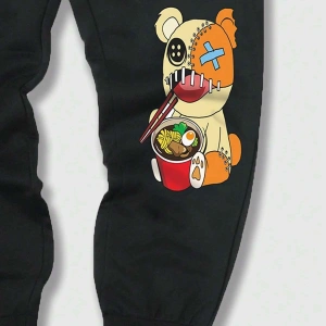 Street Life Guys Cartoon & Letter Graphic Drawstring Waist Eşofman Altı