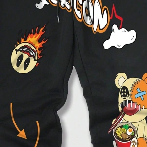 Street Life Guys Cartoon & Letter Graphic Drawstring Waist Eşofman Altı