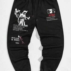 Street Life Guys Slogan Graphic Drawstring Waist Eşofman Altı