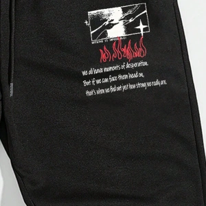 Street Life Guys Slogan Graphic Drawstring Waist Eşofman Altı