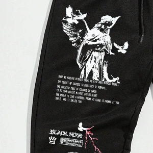 Street Life Guys Slogan Graphic Drawstring Waist Eşofman Altı