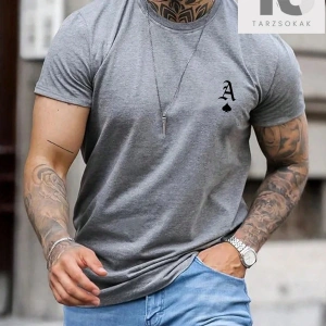 Street Life İngilizce Ve Çiçek Baskılı Erkek Düşük Omuz Tişört