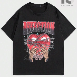 Studio Chunk Erkek Pamuk Harfli ve Kalpli Tişört