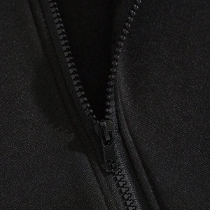 Sun & Moon Print Zip Up Drawstring Lined Hoodie Siyah