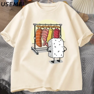 Suşi Dolap TKadın Erkek Komik Yüksek Kaliteli T-shirt Pamuk Grafik T Shirt Gevşek Kıs 2915