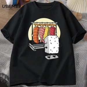 Suşi Dolap TKadın Erkek Komik Yüksek Kaliteli T-shirt Pamuk Grafik T Shirt Gevşek Kıs 2915