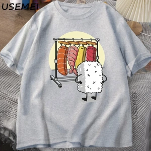 Suşi Dolap TKadın Erkek Komik Yüksek Kaliteli T-shirt Pamuk Grafik T Shirt Gevşek Kıs 2915