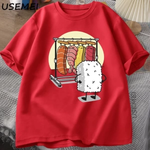 Suşi Dolap TKadın Erkek Komik Yüksek Kaliteli T-shirt Pamuk Grafik T Shirt Gevşek Kıs 2915