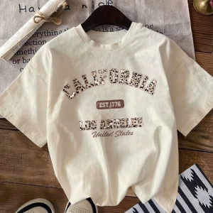 Süt İpek Normal Tişört, Minimalist Moda Günlük Giyim