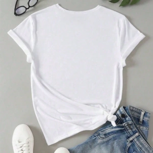 Süt İpek Normal Tişört, Minimalist Moda Günlük Giyim