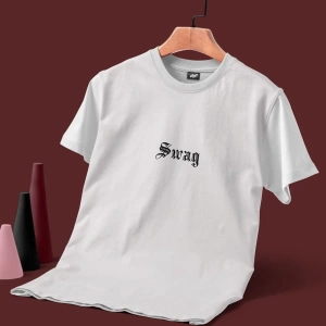 Swag Baskılı Unisex Beyaz T-shirt