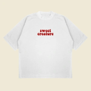 Sweet Creature Baskılı Oversize Unisex Pamuklu Nefes Alan Kalın Kumaşlı