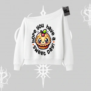 Sweet Day Cupcake Baskılı Kayık Yaka Sweatshirt