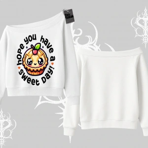 Sweet Day Cupcake Baskılı Kayık Yaka Sweatshirt