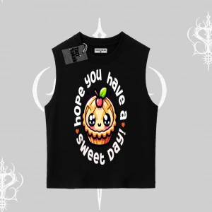 Sweet Day Cupcake Baskılı Kolsuz Tshirt