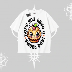 Sweet Day Cupcake Baskılı Oversize Tshirt