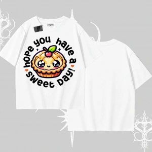 Sweet Day Cupcake Baskılı Oversize Tshirt