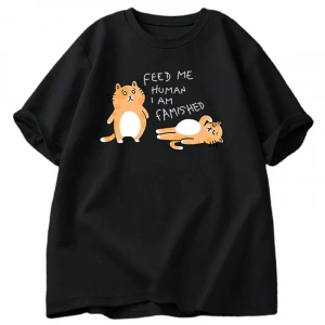 T-shirt erkek kadın Fuuny kedi güzel baskı T Shirt yaz pamuk erkek t-shirt rahat Harajuku boy 2877