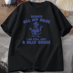 T-Shirt Garip Meme T-Shirt Komik Kaz Tshirt Pamuk Kısa