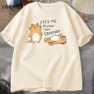 T-shirts Men Women Fuuny Cat Lovely Print T Shirt Summer Cotton Mens T-shirts Casual Harajuk 3029