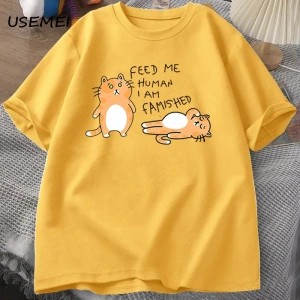 T-shirts Men Women Fuuny Cat Lovely Print T Shirt Summer Cotton Mens T-shirts Casual Harajuk 3029