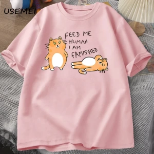 T-shirts Men Women Fuuny Cat Lovely Print T Shirt Summer Cotton Mens T-shirts Casual Harajuk 3029