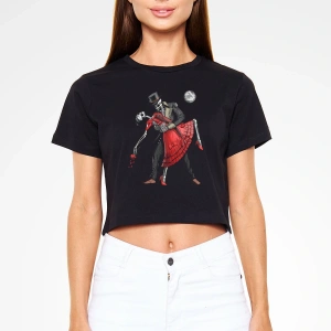 Tango Siyah Crop Top  T-Shirt