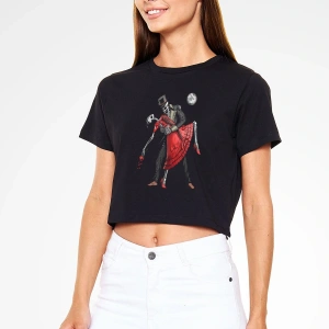 Tango Siyah Crop Top  T-Shirt
